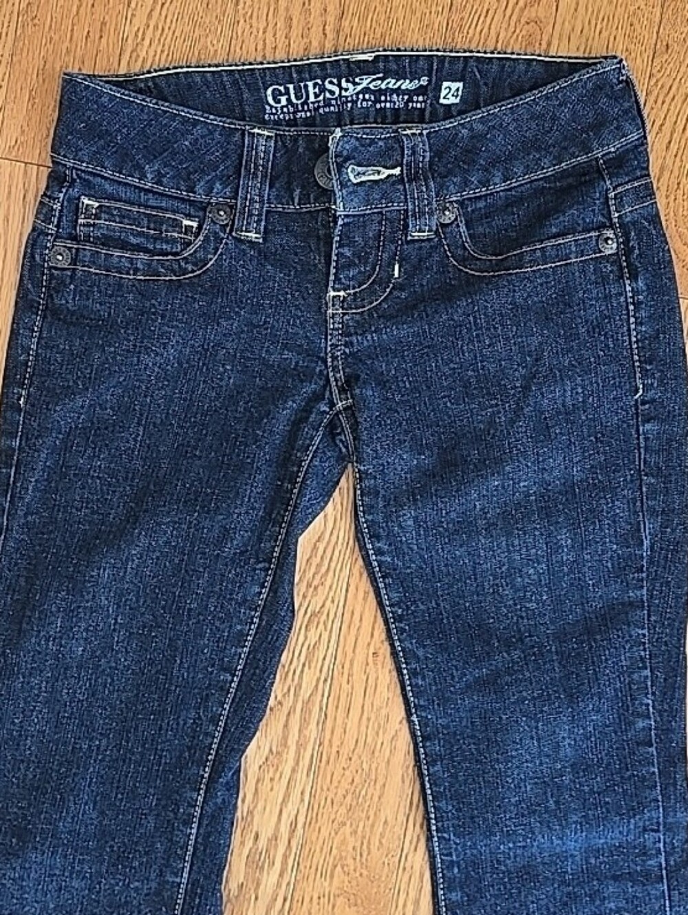 GUESS Dark Blue Ultra Low Rise Bootcut Jeans - Picture 2 of 4